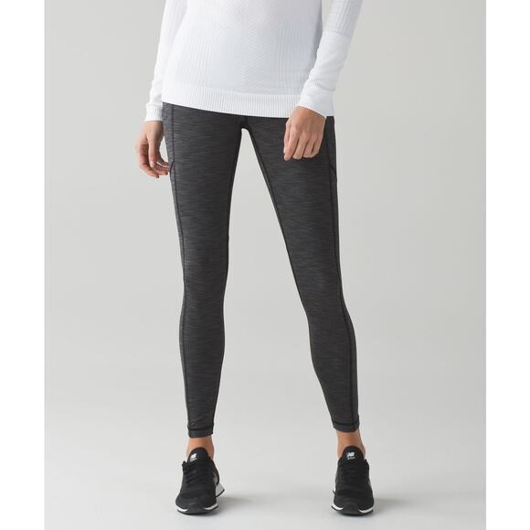 Lululemon Mid Rise Speed Tight V in Heathered Black Leggings Women's Size‎ 4 - Picture 1 of 10
